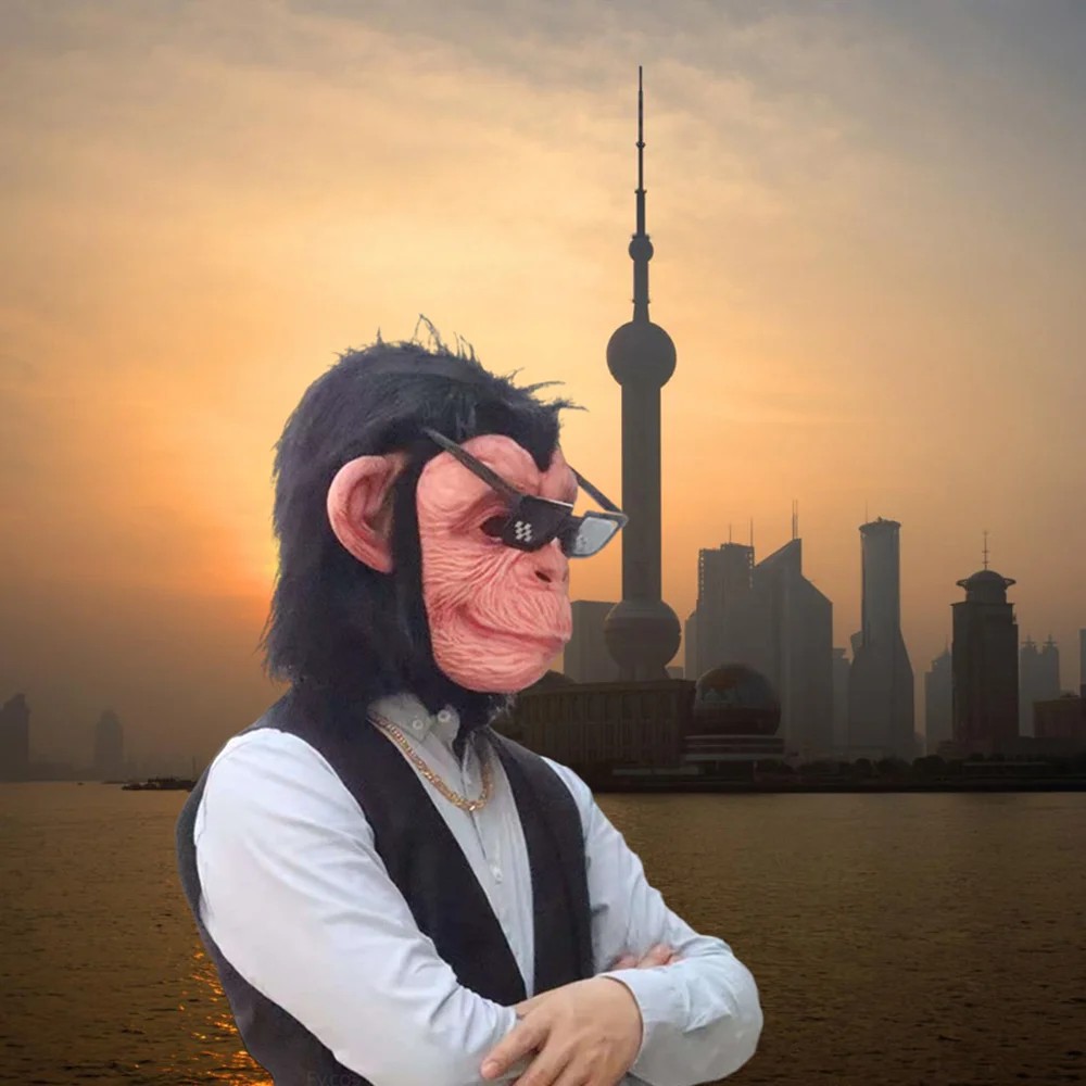 Маска для головы обезьяны шимпанзе из силиконового латекса