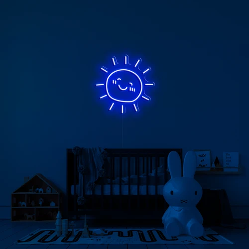 Неоновый логотип со светодиодной подсветкой на стене - солнечный