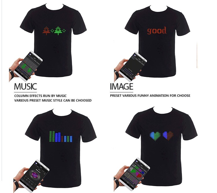 Программируемая светодиодная футболка с цветным светодиодным дисплеем