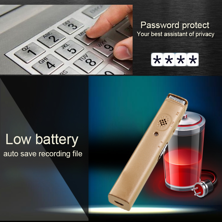 диктофон с защитой паролем и индикатором низкого заряда батареи